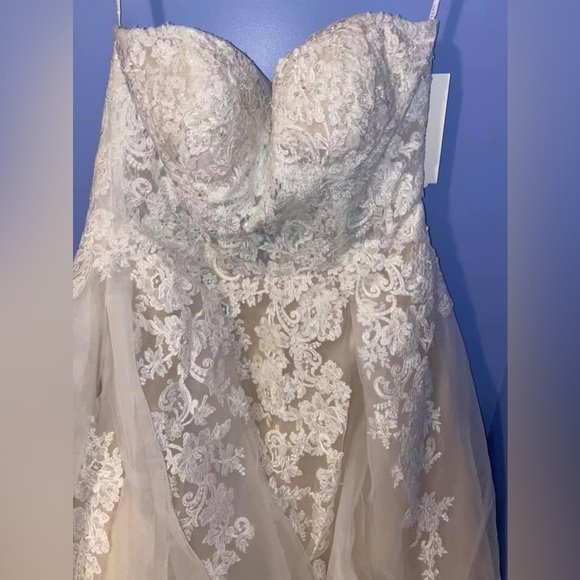 Sheer lace and tulle size 14 wedding dress - Picture 4 of 7